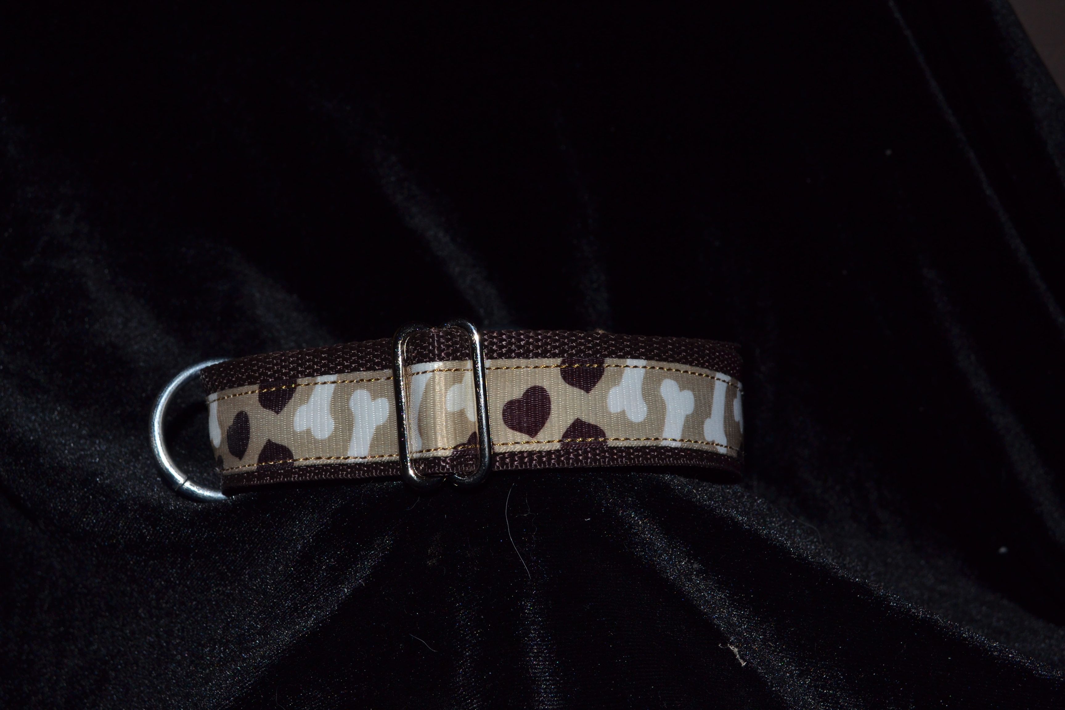 Brown collar with bones